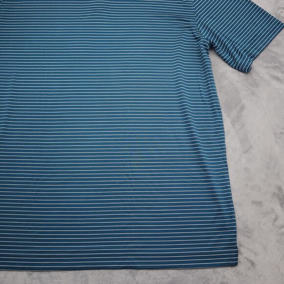Nike Golf Polo Shirt Mens XL Blue Striped Stretch Lightweight Hike Fish - Picture 16 of 16